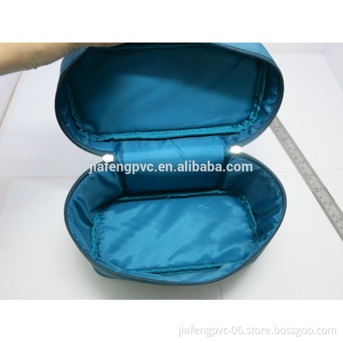 High quality bule color Micro-fiber make up bag with handle on top